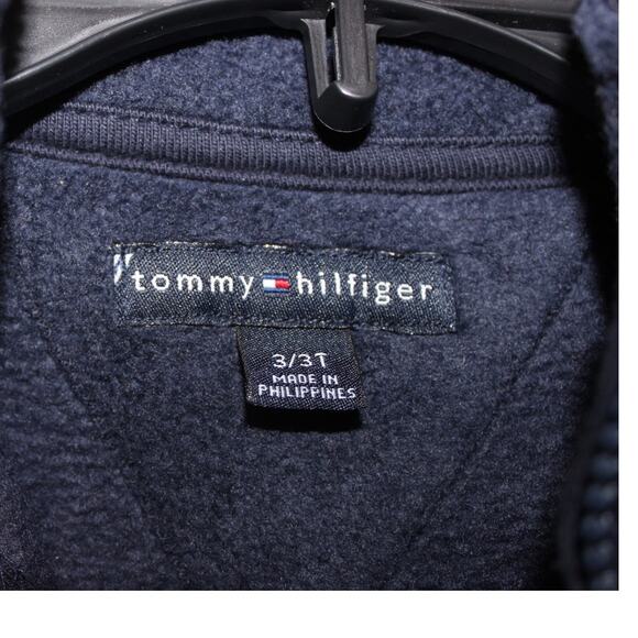 Vintage 90s Tommy Hilfiger Kids Navy‎ Fleece Zip Up Size 3T - Picture 3 of 6